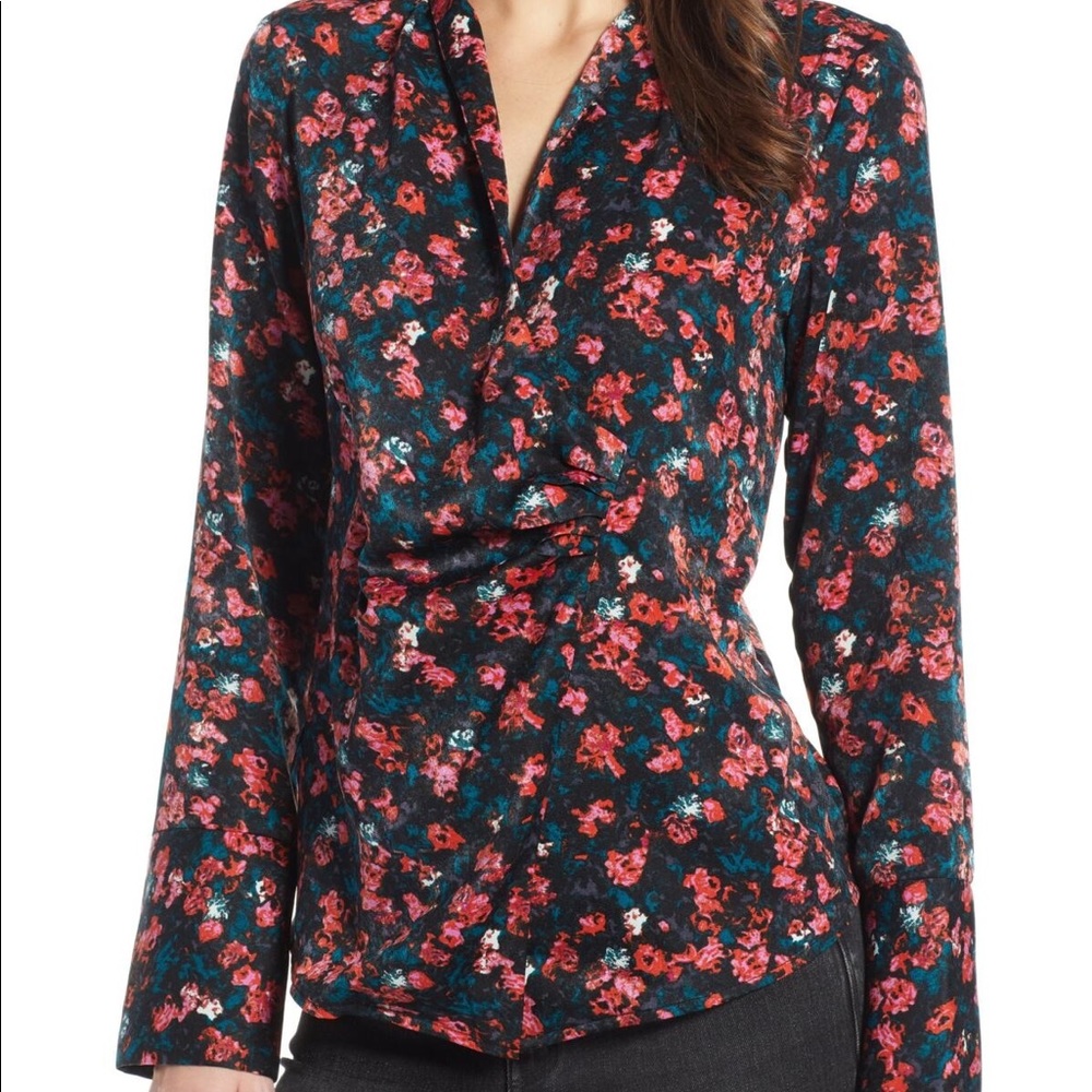 Something Navy Draped Front Top - Picture 1 of 4